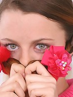 Innocent looking babe Mila playing with her nude delicious body near the big mirror.