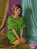 Sexy wanton Alisa posing in cute pajama and exposing her cock-starved sperm bucket up close.