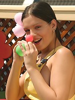 Outdoor balloon fun with Eva