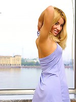 Sweet young chick fingers moist pussy