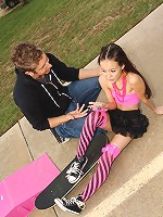 Slutty teen Amai meets face to face with the one-eyed monster!