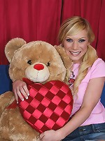 Flirty blonde teen strips sucks and fucks