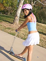 Gorgeous brunette teen Jerri railed doggy style