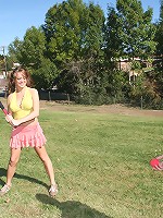 Sexy teen Nichole strips and gives good head