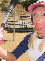 Teen blonde slut gets tied up and fucked on softball field!