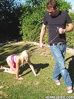 Snotty blonde bitch is taught hard lessons from two perverts