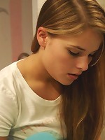 Sad teen poses in her pjs