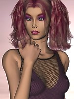 Busty 3d redhead in fishnets