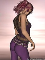 Busty 3d redhead in fishnets