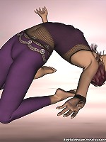 Busty 3d redhead in fishnets