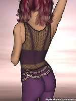 Busty 3d redhead in fishnets