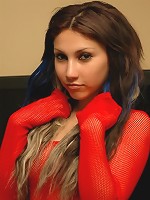 Teen goes nude in her red mesh