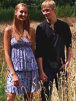 The soft hay in the middle of the field is the bed for these horny lovers. Sure there`s no walls and someone could see them, but that just turns them on more.