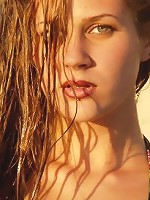 Allison getting wet in the pool