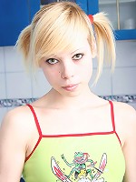 Blonde girl gets it all.