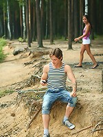 Railing in the woods