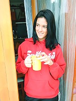 Cutie stroking vagina with candy