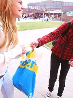 Wearing cucumbers as cool glasses