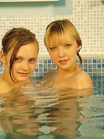 Teens swimming together in a pool