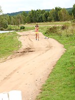 Beautiful teenager strokes snatch