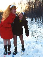 Horny babes sharing gigantic toy