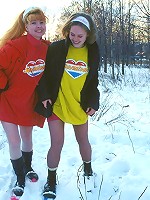 Horny babes sharing gigantic toy