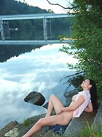 Hot teenage brunette masturbating