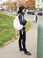 Chick playing with a stiff penis