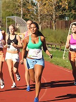 Sporty teenagers enjoy showering
