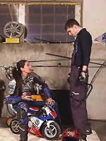 Shy biker chick fucks a mechanic