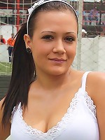 Sporty teenager undresses outside