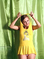 Brunette girl strips fully naked