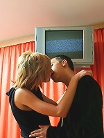 Teenage girl sucking teenage boy