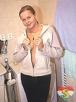 Girl masturbating under a shower