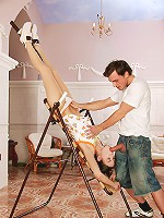 Teenie handles a big stiffy cock