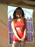 Redhead teenager showing her tits