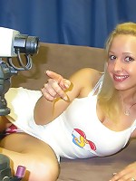 Blonde teen girl teasing the cam