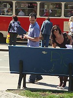 Old senior fucks chick in public