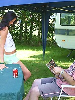 Horny senior rams teen on camping