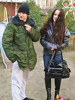 Renata blows a hard cock and rides it with her tight teen pussy