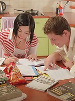 Hot teen gets her ass drilled on the table