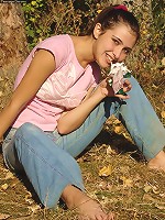 Nature girl Nutella strips in the woods