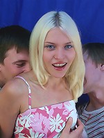 Nasty schoolgirl Sheila fucks 2 cocks at once