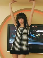 Nude skinny teen Kaira posing in her long scarf