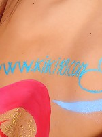 Skinny naked teen gets her body and pussy painted