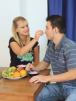 The newest addition to the menu is cum glazed teen tits. After an intense sucking and fucking session, this horny teen soon has her huge, all natural boobs covered with a messy load of cum.